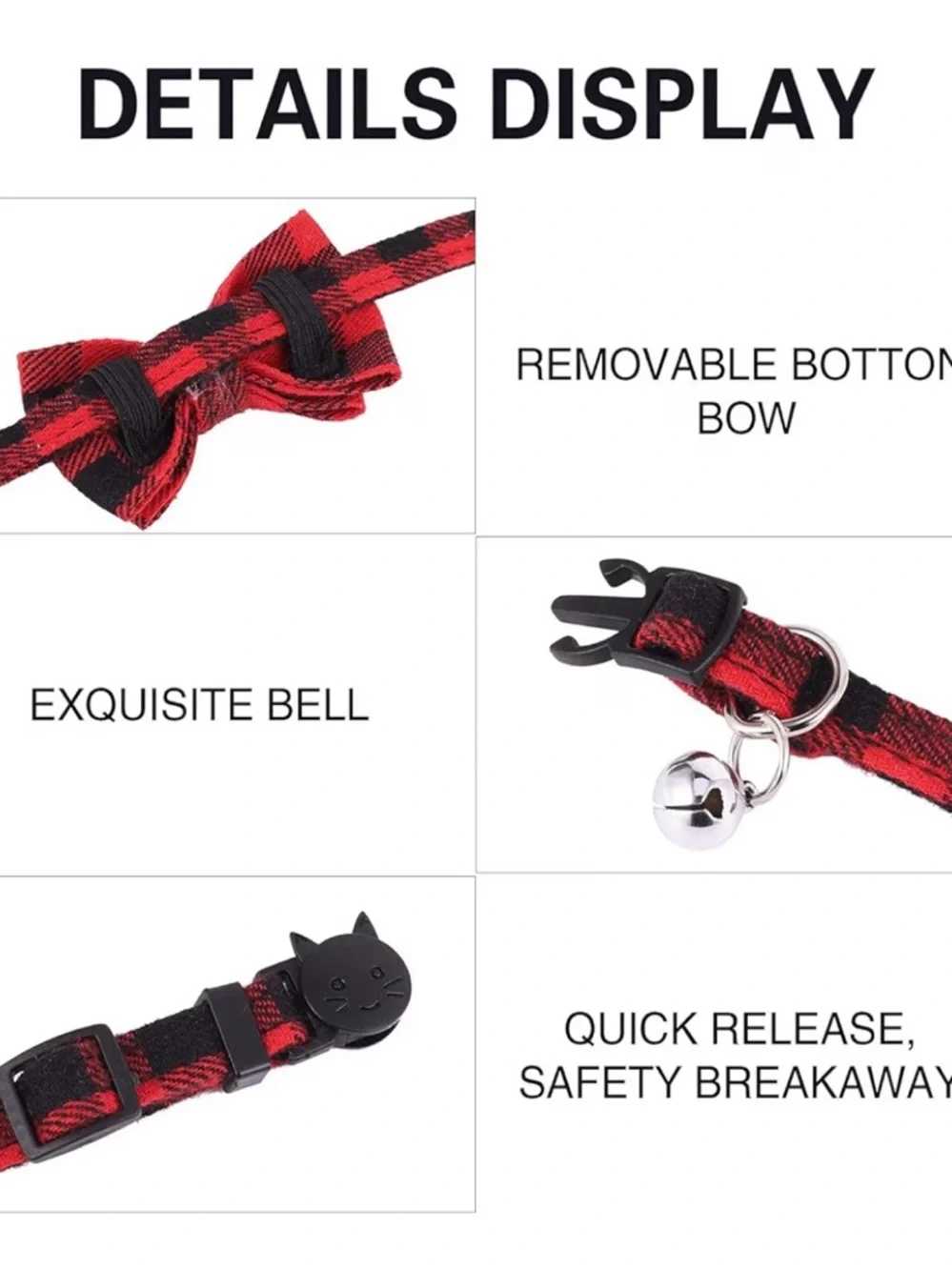 NWT Plaid Bow Tie Cat Collar with Bell - bundle mixed colors !! Adjustable